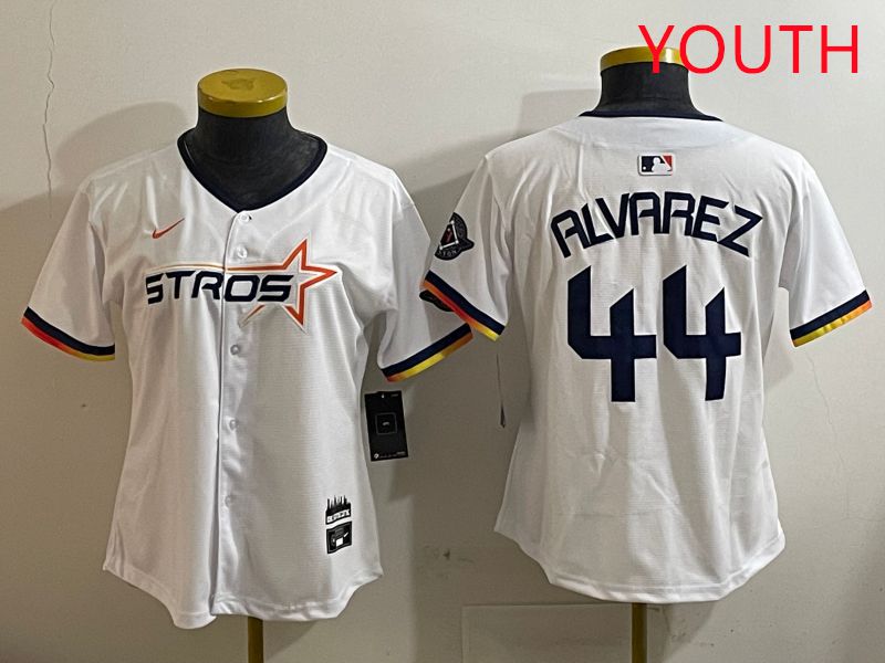 Youth Houston Astros 44 Alvarez White three generations Joint Name Nike 2025 MLB Jersey style 1